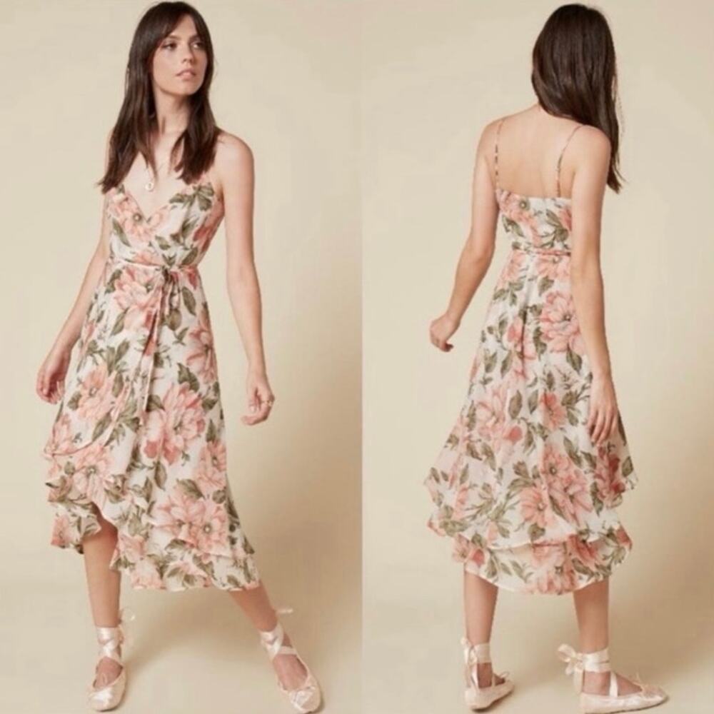 Reformation Size Large Mattie Wrap Dress in Nahai Floral Romantic Flowy Flirty